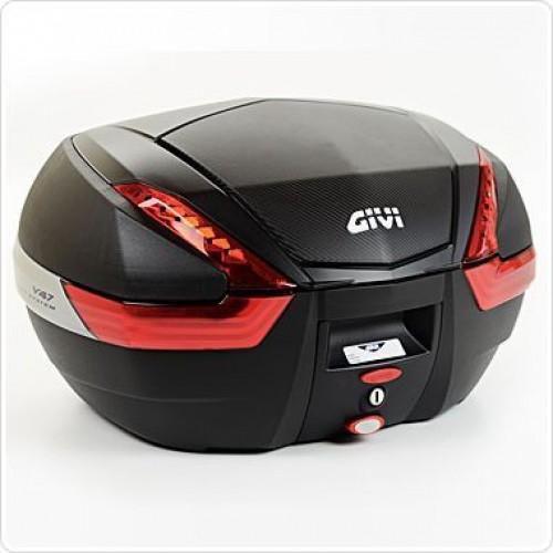 Givi 47l Top Box Black With Carbon Pattern Finishing And Red Reflectors 